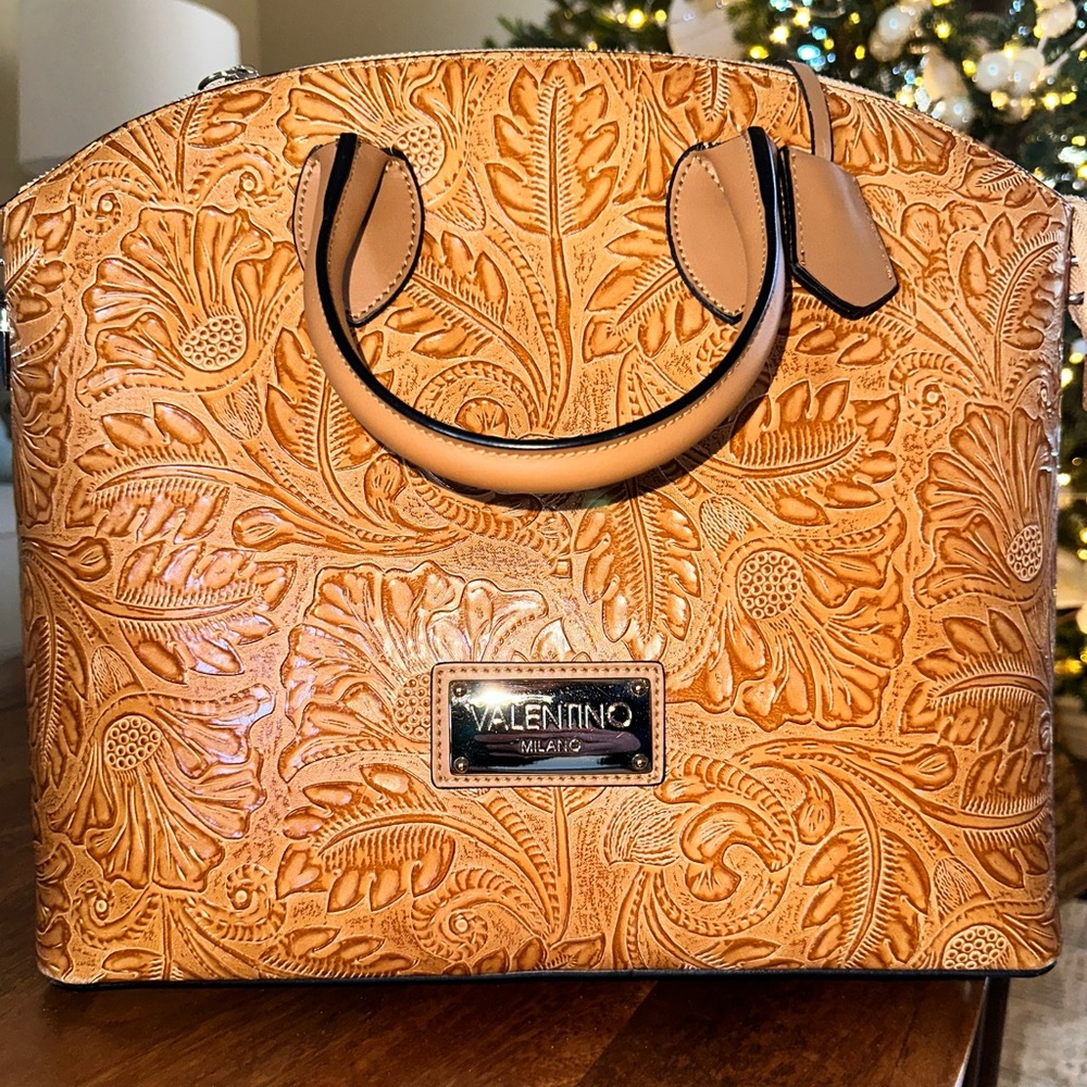 Valentino Women's Tan Embossed Leather Bag